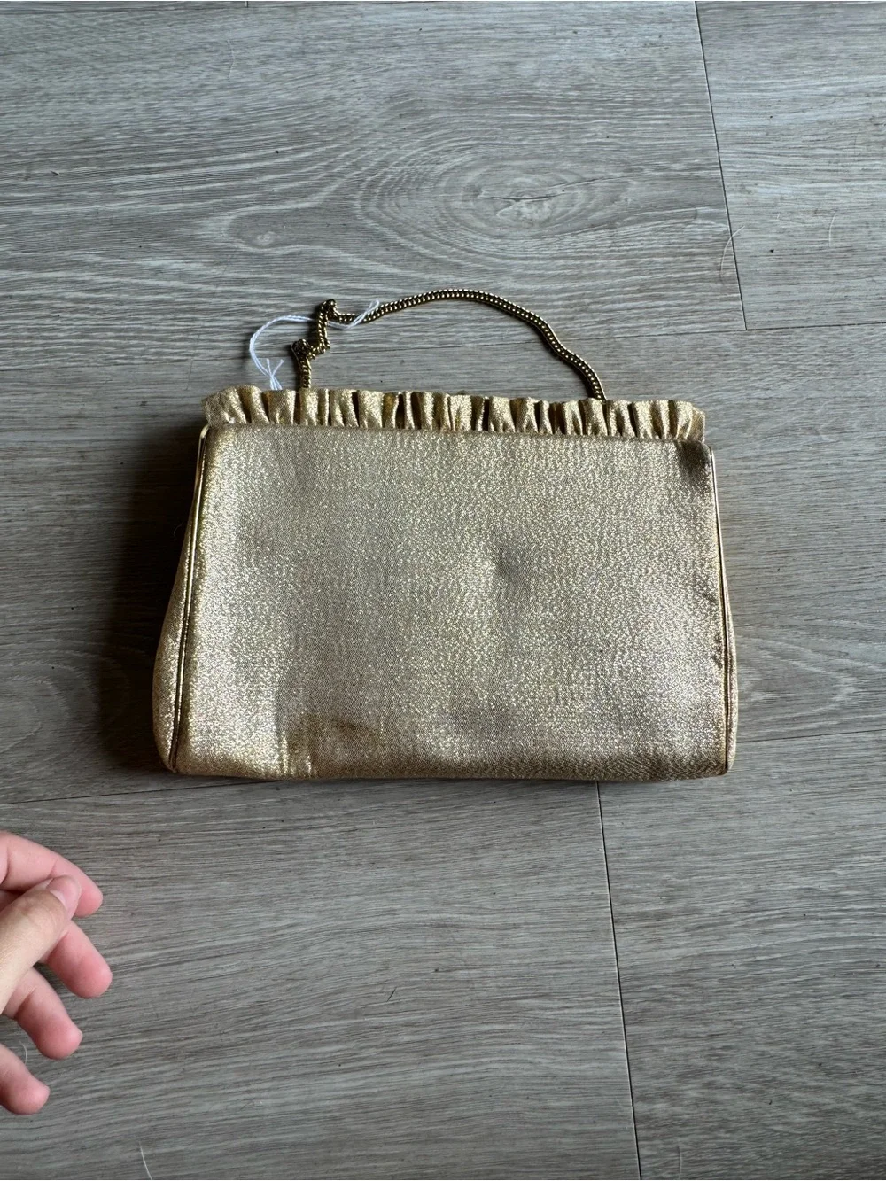 Gold Evening Clutch Bag with Chain Handle
